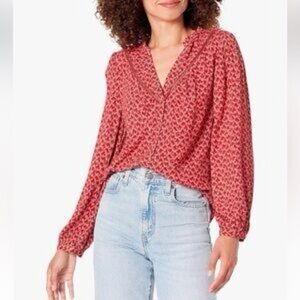 PAIGE Doris Three Quarter Button Front V-Neckline in Papaya Size XXS